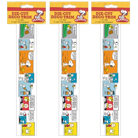 EUREKA Peanuts® Comic Blocks Extra Wide Die Cut Deco Trim®, 37 Feet/Pack, PK3 845072